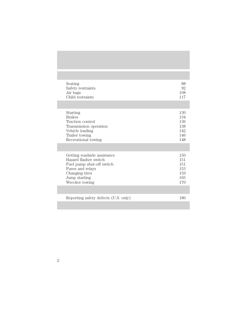 FORD 2005 Taurus v.1 User Manual | Page 2 / 248