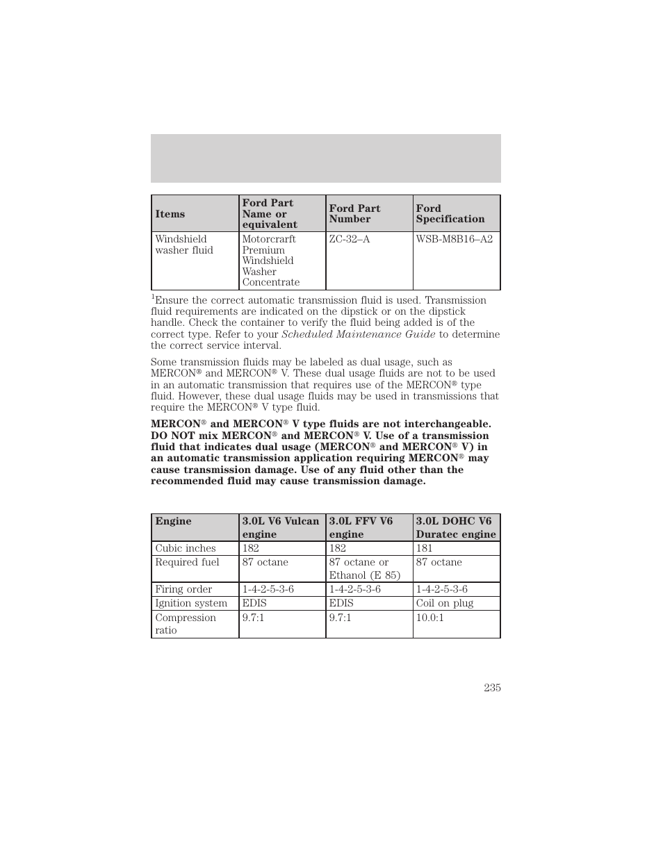 Maintenance and specifications | FORD 2005 Taurus v.1 User Manual | Page 235 / 248
