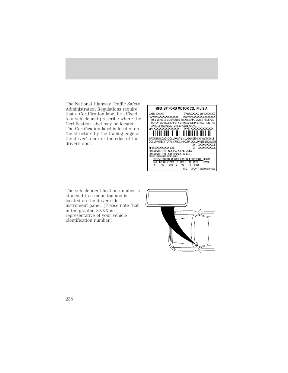 Maintenance and specifications | FORD 2005 Taurus v.1 User Manual | Page 238 / 248