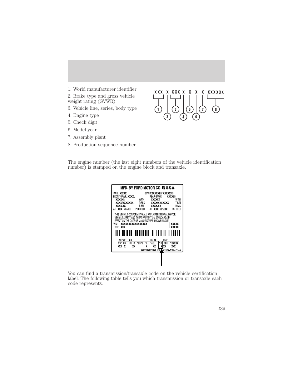 Maintenance and specifications | FORD 2005 Taurus v.1 User Manual | Page 239 / 248