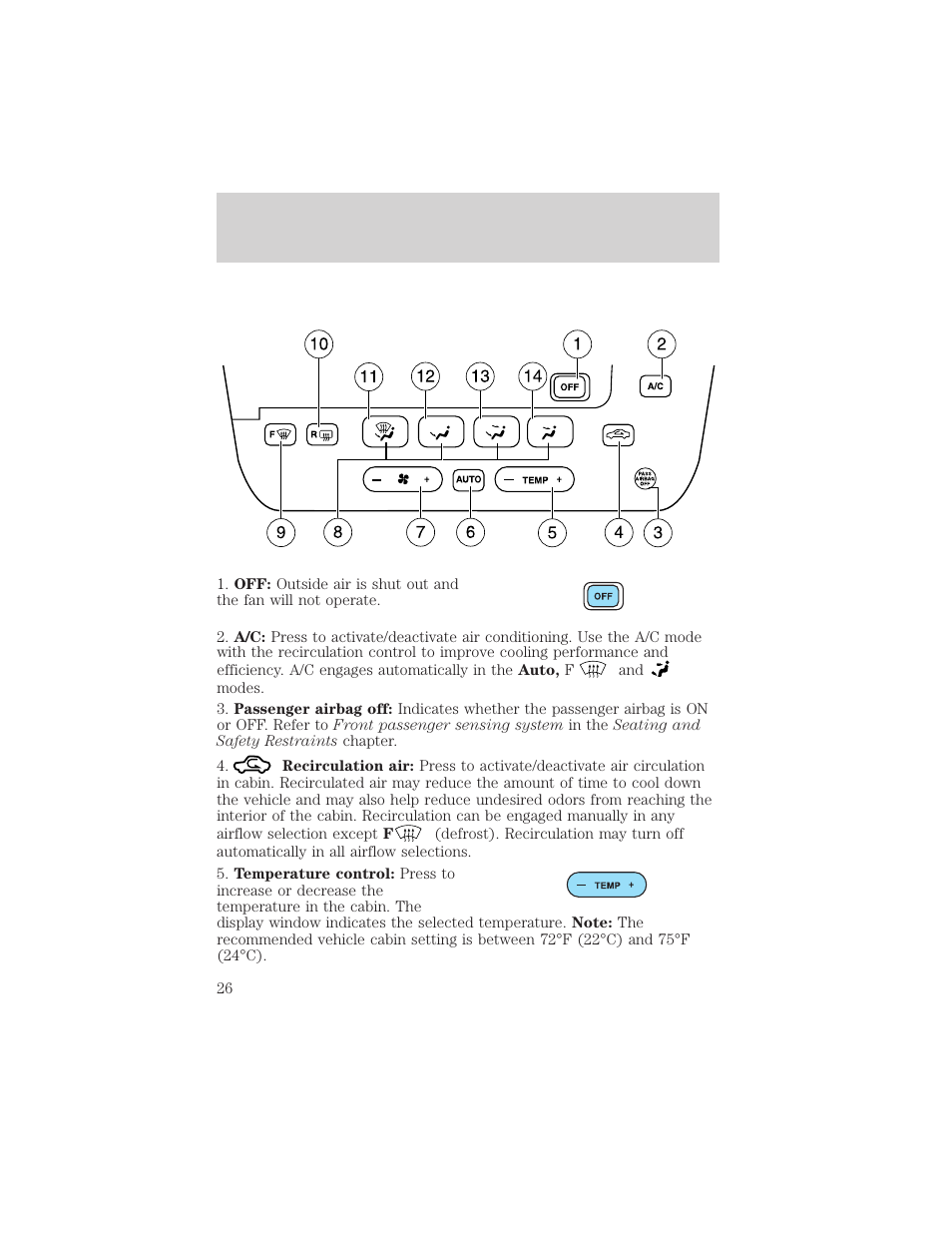 Climate controls | FORD 2005 Taurus v.1 User Manual | Page 26 / 248