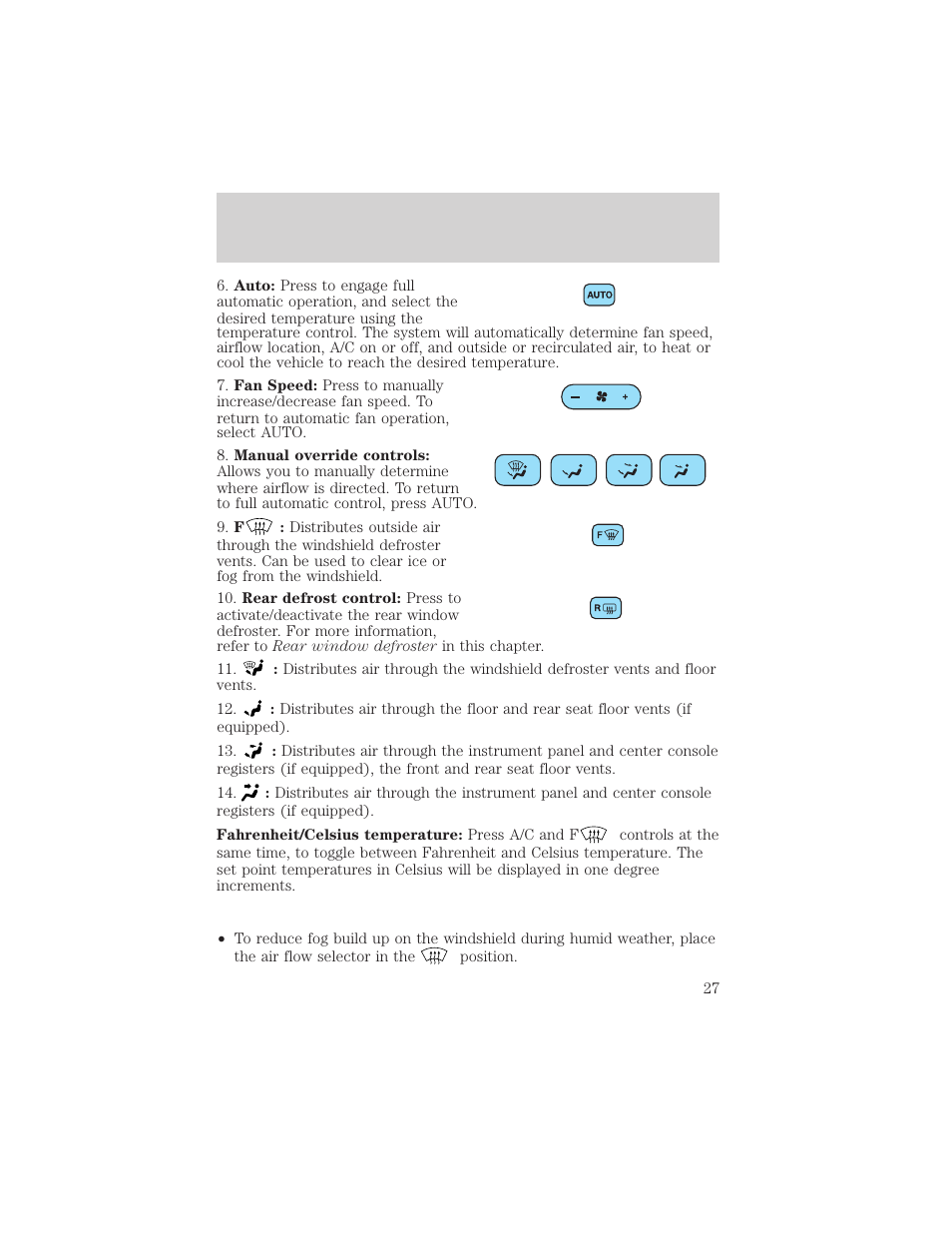 Climate controls | FORD 2005 Taurus v.1 User Manual | Page 27 / 248