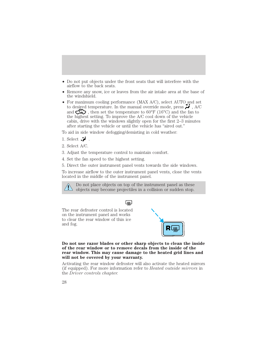 Climate controls | FORD 2005 Taurus v.1 User Manual | Page 28 / 248