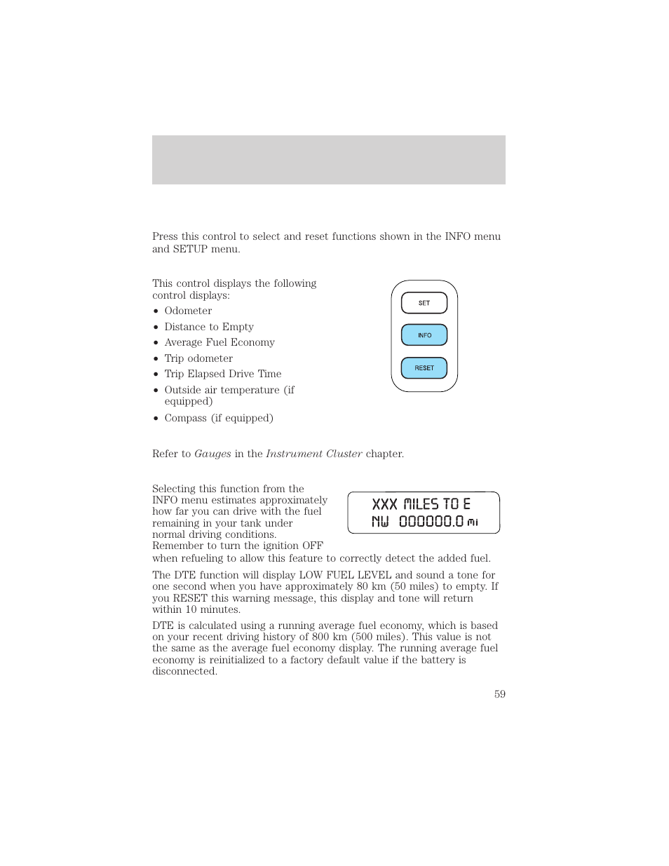 Driver controls | FORD 2005 Taurus v.1 User Manual | Page 59 / 248