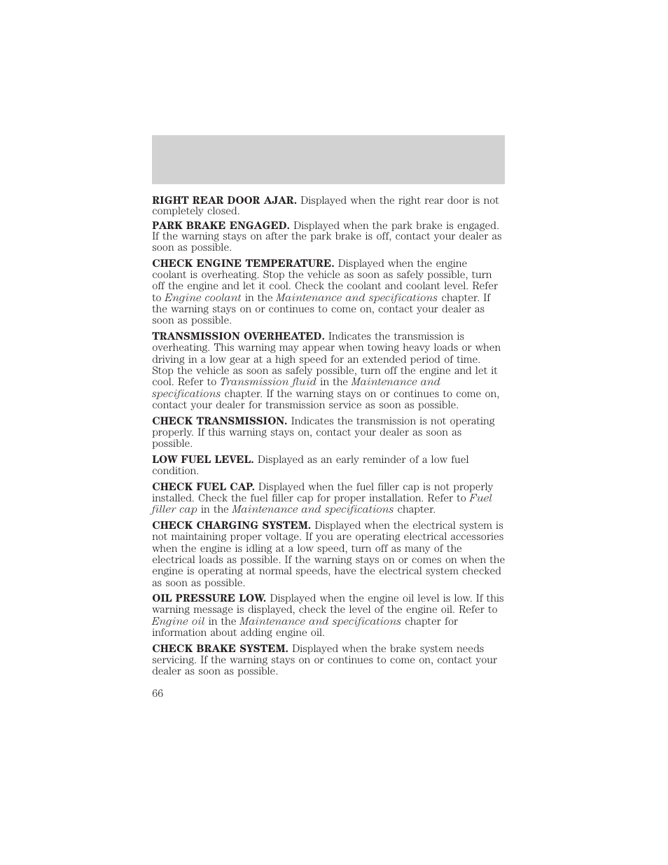 Driver controls | FORD 2005 Taurus v.1 User Manual | Page 66 / 248