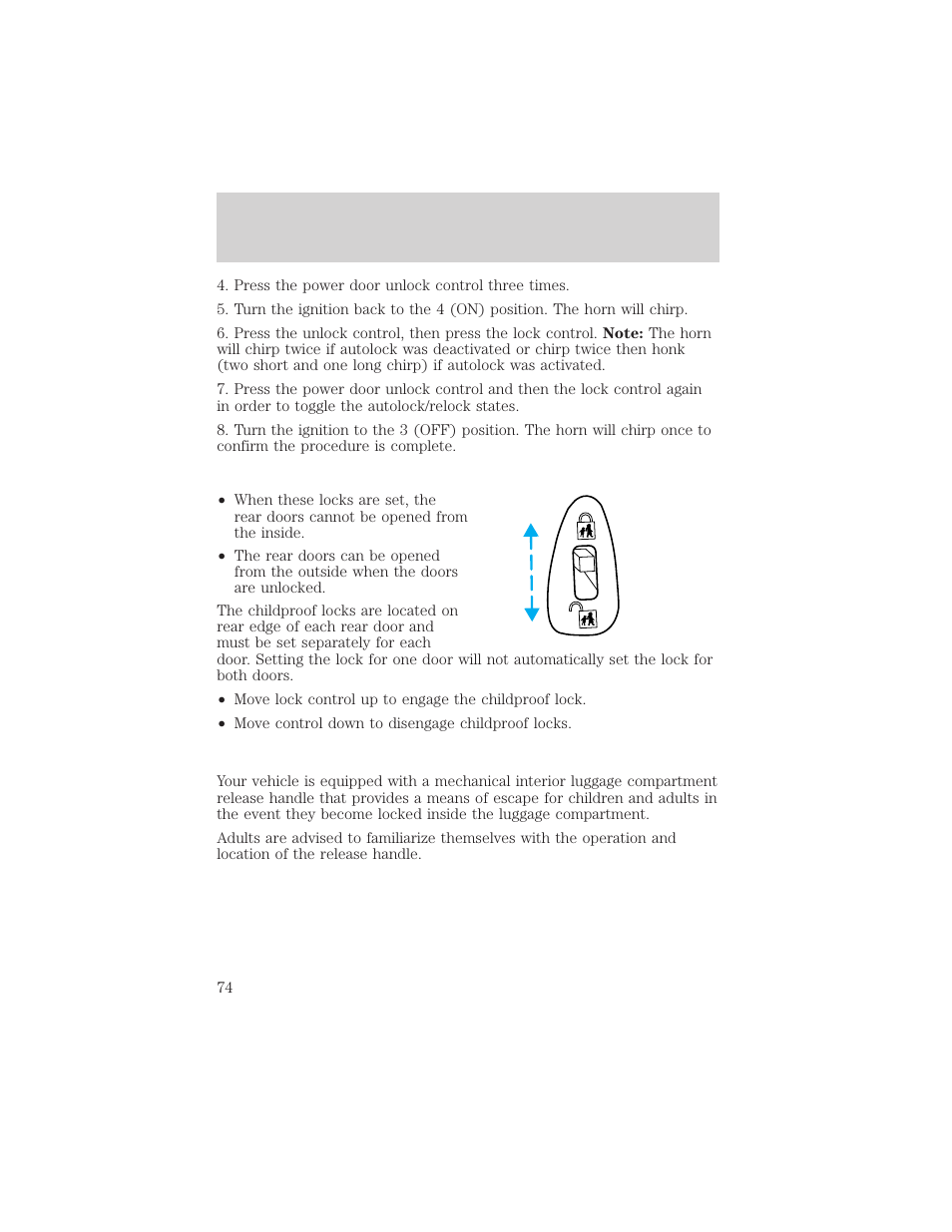 Locks and security | FORD 2005 Taurus v.1 User Manual | Page 74 / 248