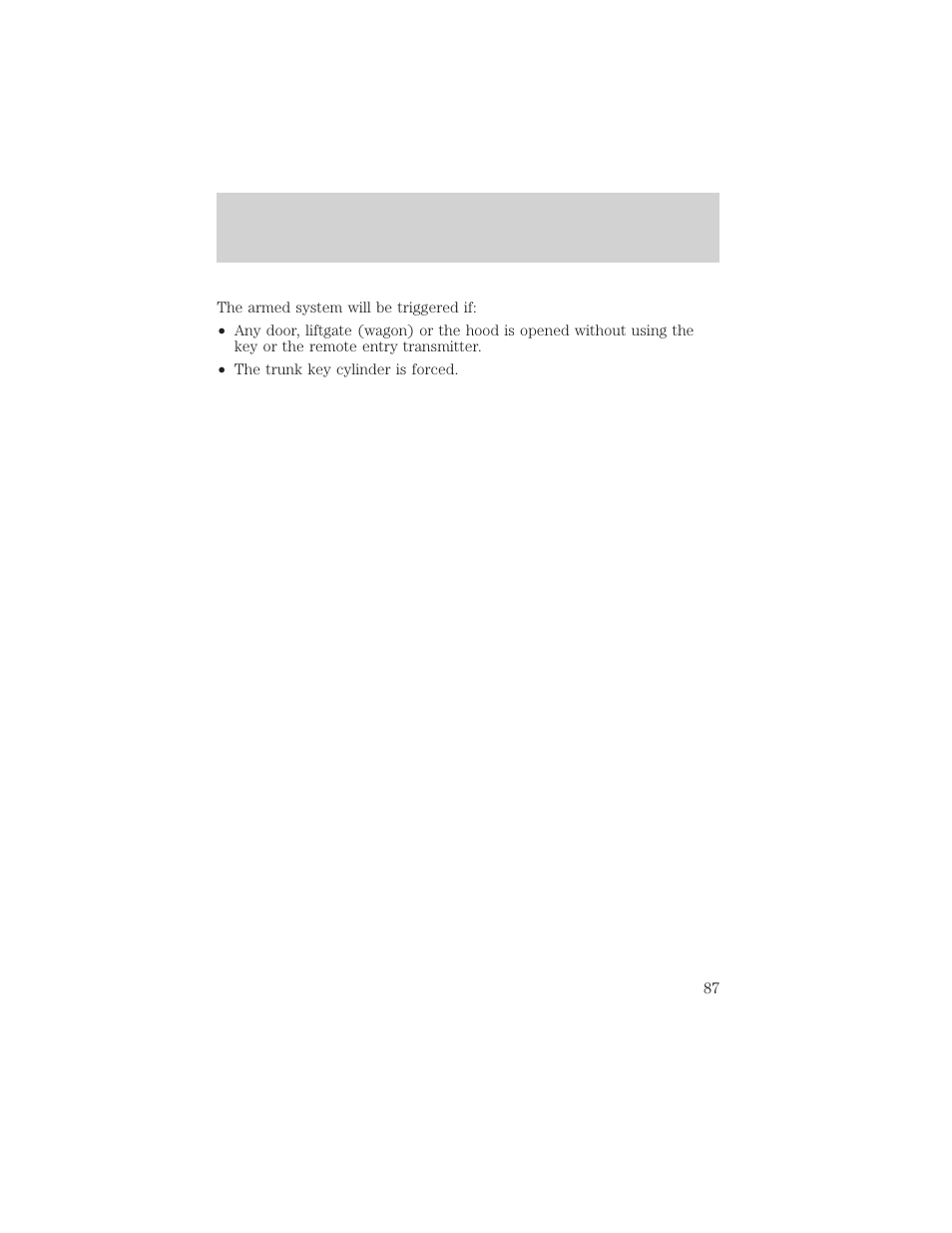 Locks and security | FORD 2005 Taurus v.1 User Manual | Page 87 / 248