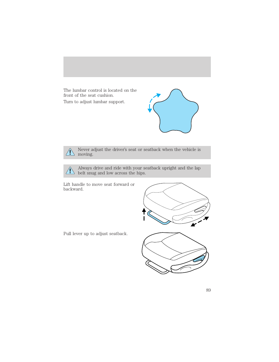 Seating and safety restraints | FORD 2005 Taurus v.1 User Manual | Page 89 / 248