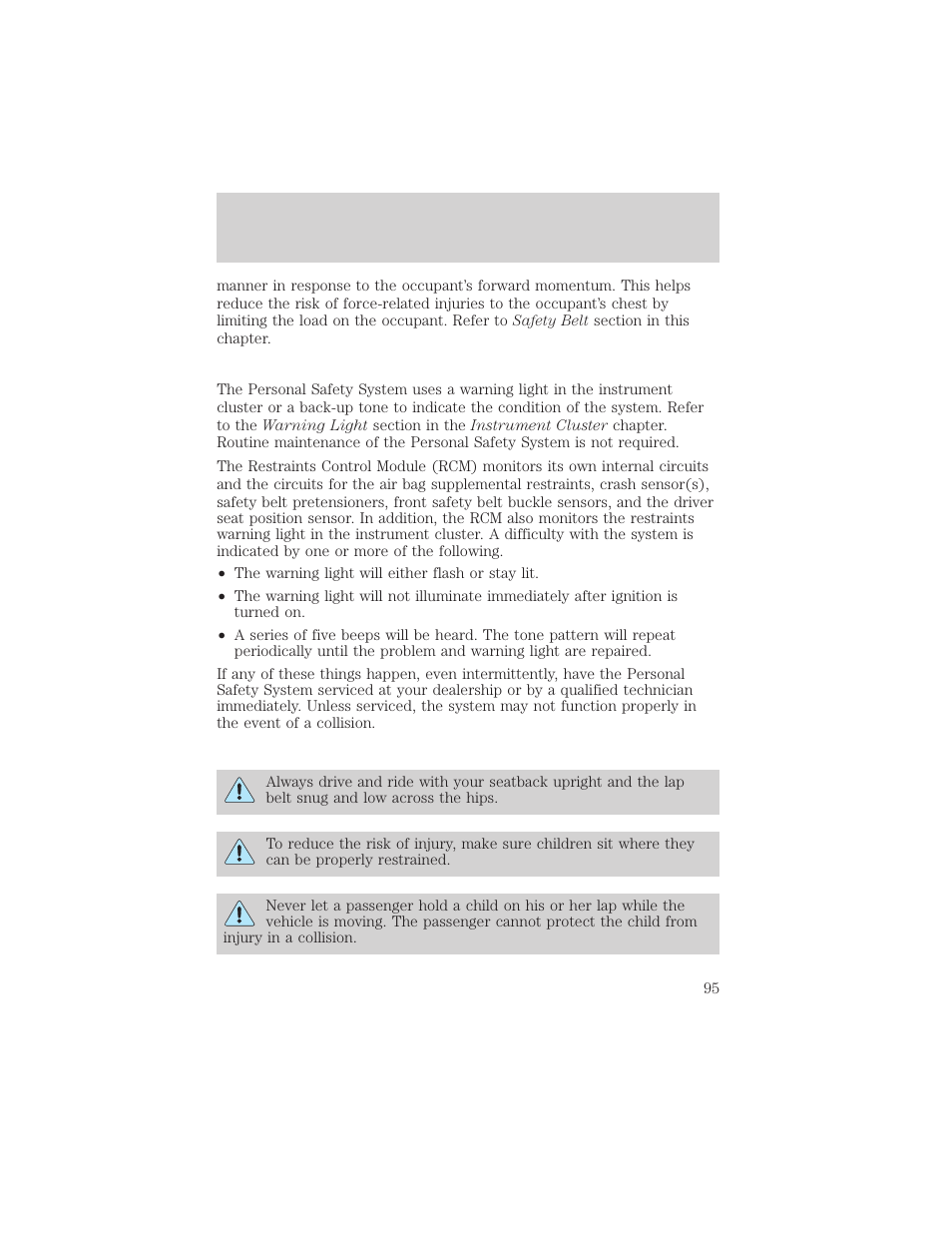 Seating and safety restraints | FORD 2005 Taurus v.1 User Manual | Page 95 / 248