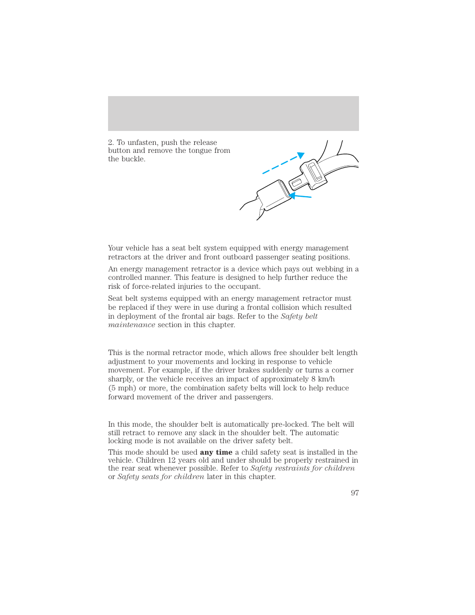 Seating and safety restraints | FORD 2005 Taurus v.1 User Manual | Page 97 / 248