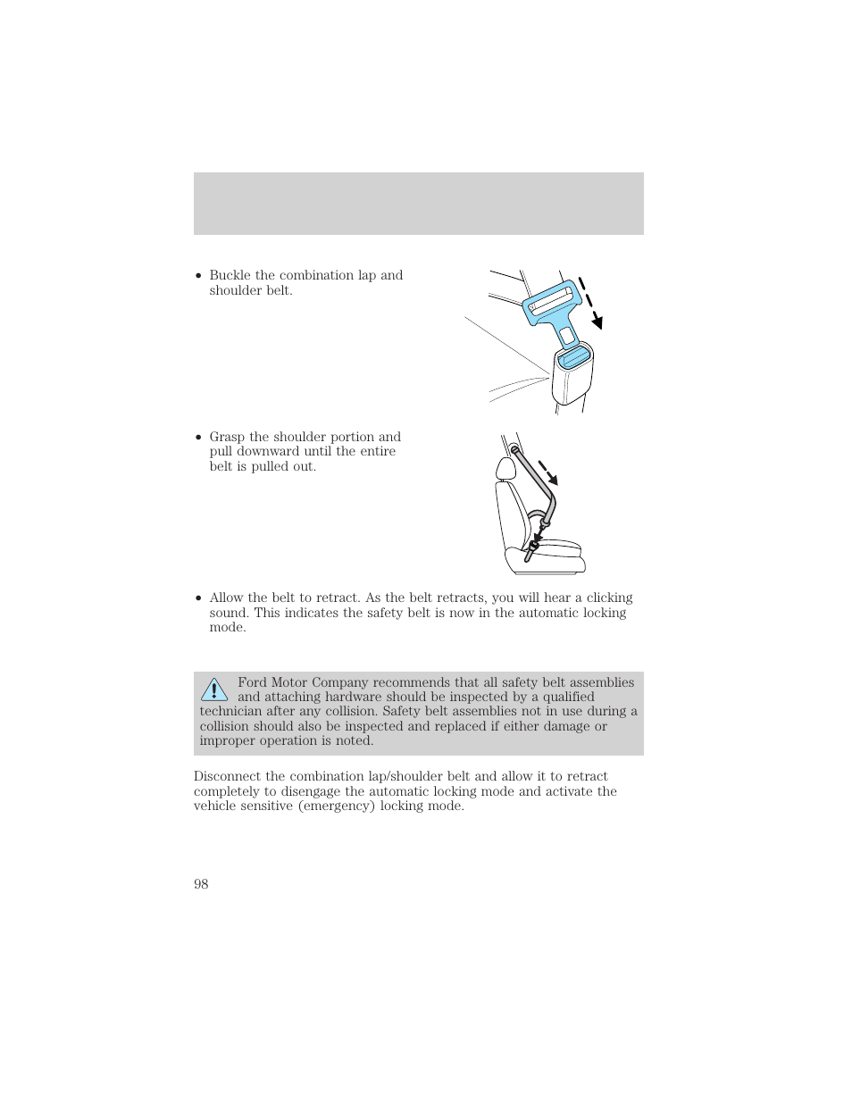 Seating and safety restraints | FORD 2005 Taurus v.1 User Manual | Page 98 / 248