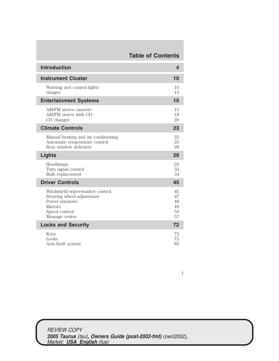 FORD 2005 Taurus v.2 User Manual | 248 pages