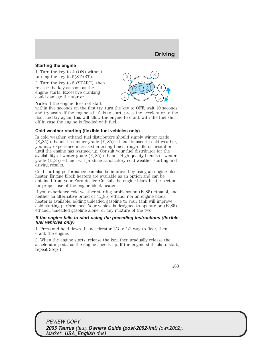 Driving | FORD 2005 Taurus v.2 User Manual | Page 163 / 248