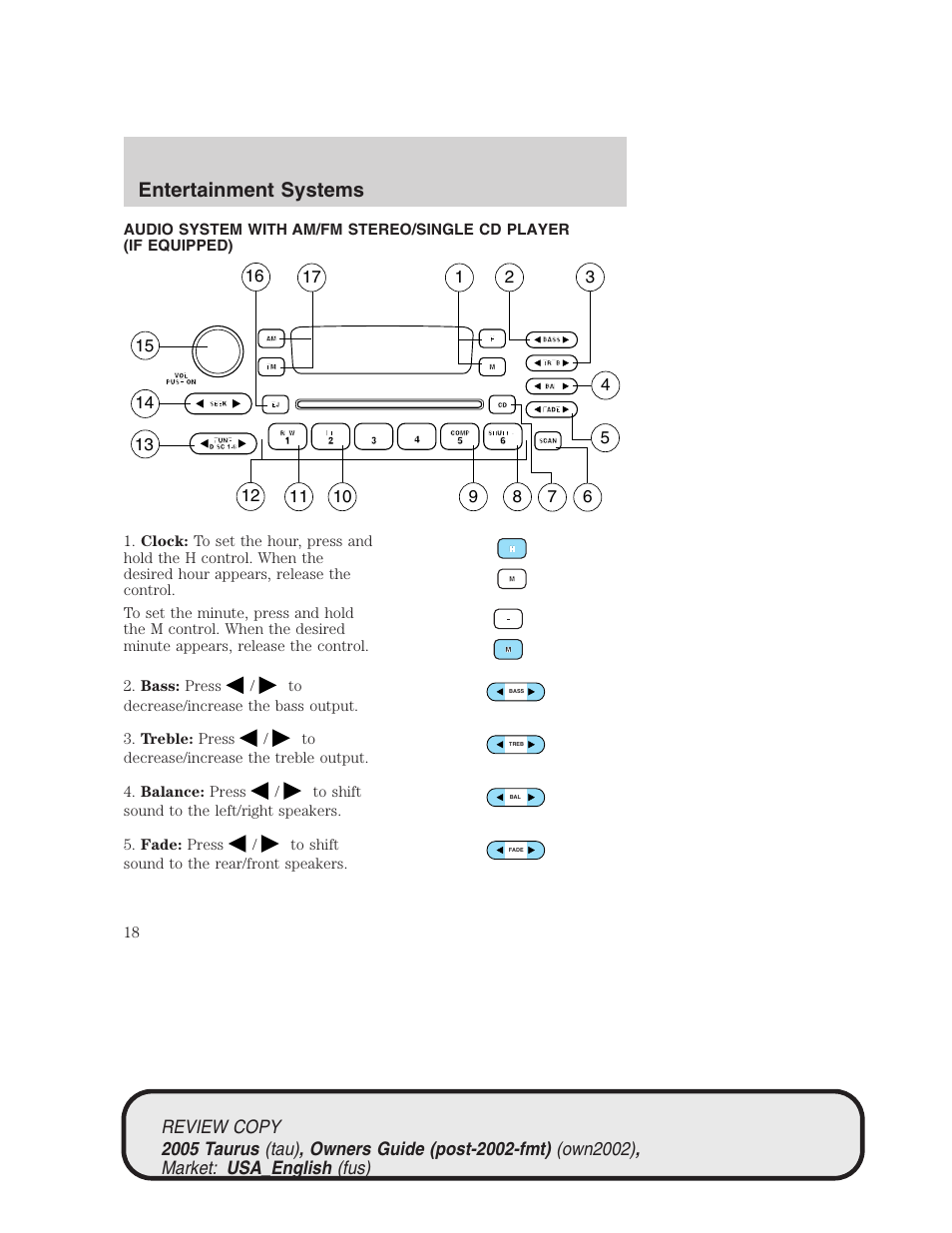 Entertainment systems | FORD 2005 Taurus v.2 User Manual | Page 18 / 248