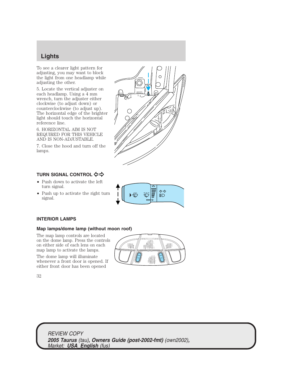 Lights | FORD 2005 Taurus v.2 User Manual | Page 32 / 248