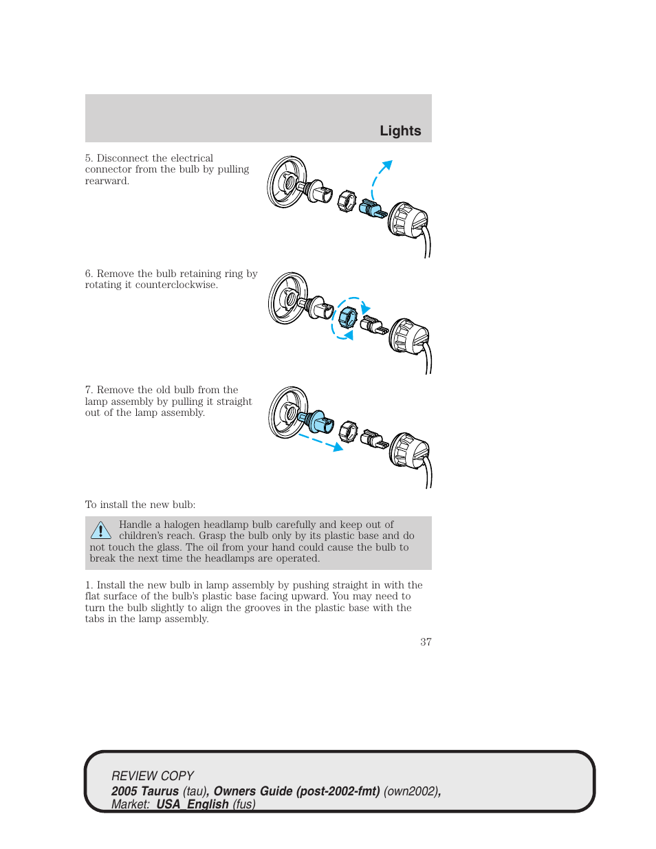 Lights | FORD 2005 Taurus v.2 User Manual | Page 37 / 248