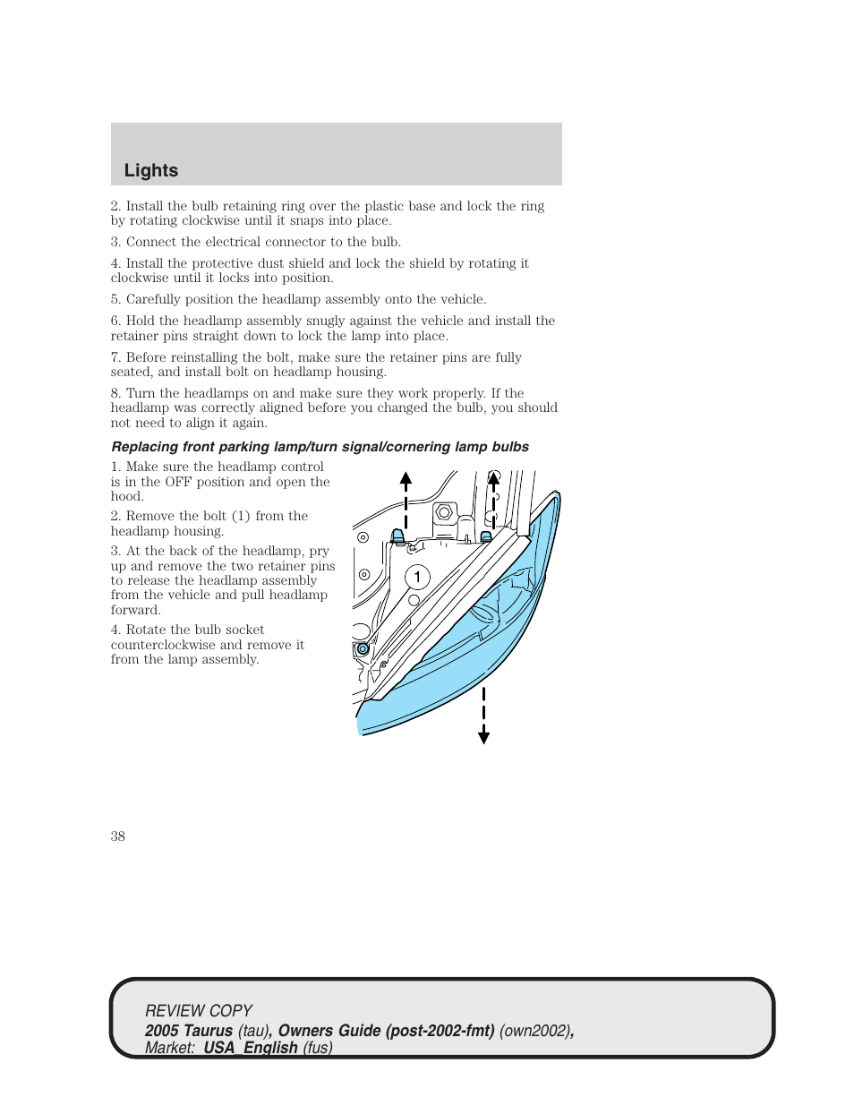 Lights | FORD 2005 Taurus v.2 User Manual | Page 38 / 248