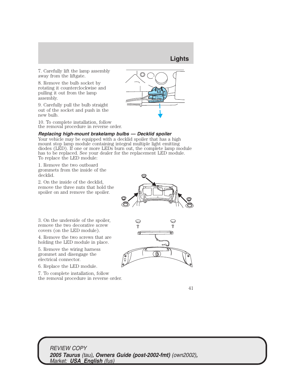 Lights | FORD 2005 Taurus v.2 User Manual | Page 41 / 248