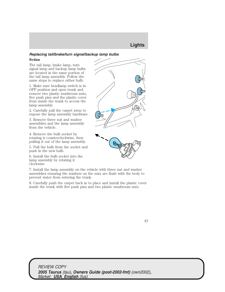 Lights | FORD 2005 Taurus v.2 User Manual | Page 43 / 248