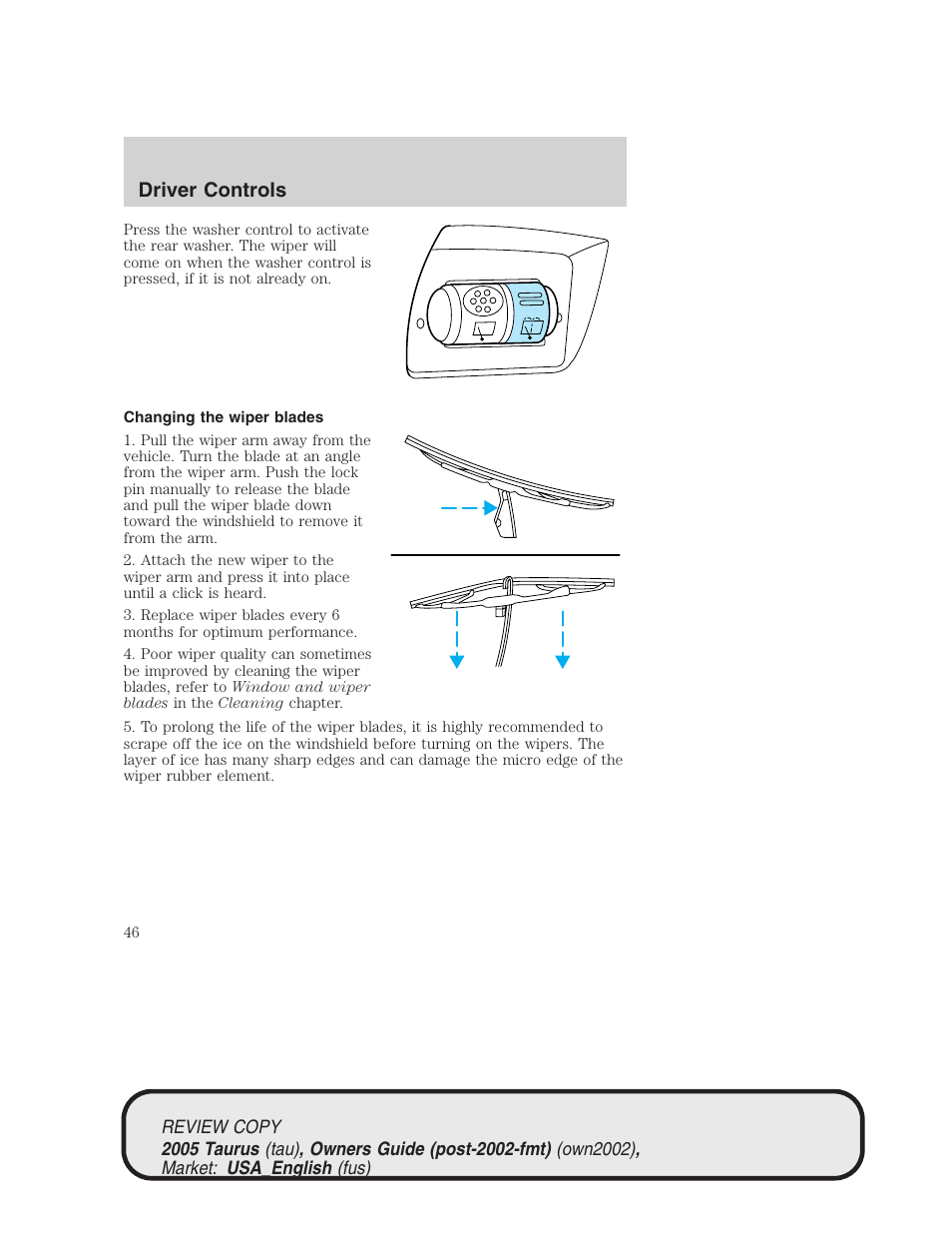 Driver controls | FORD 2005 Taurus v.2 User Manual | Page 46 / 248