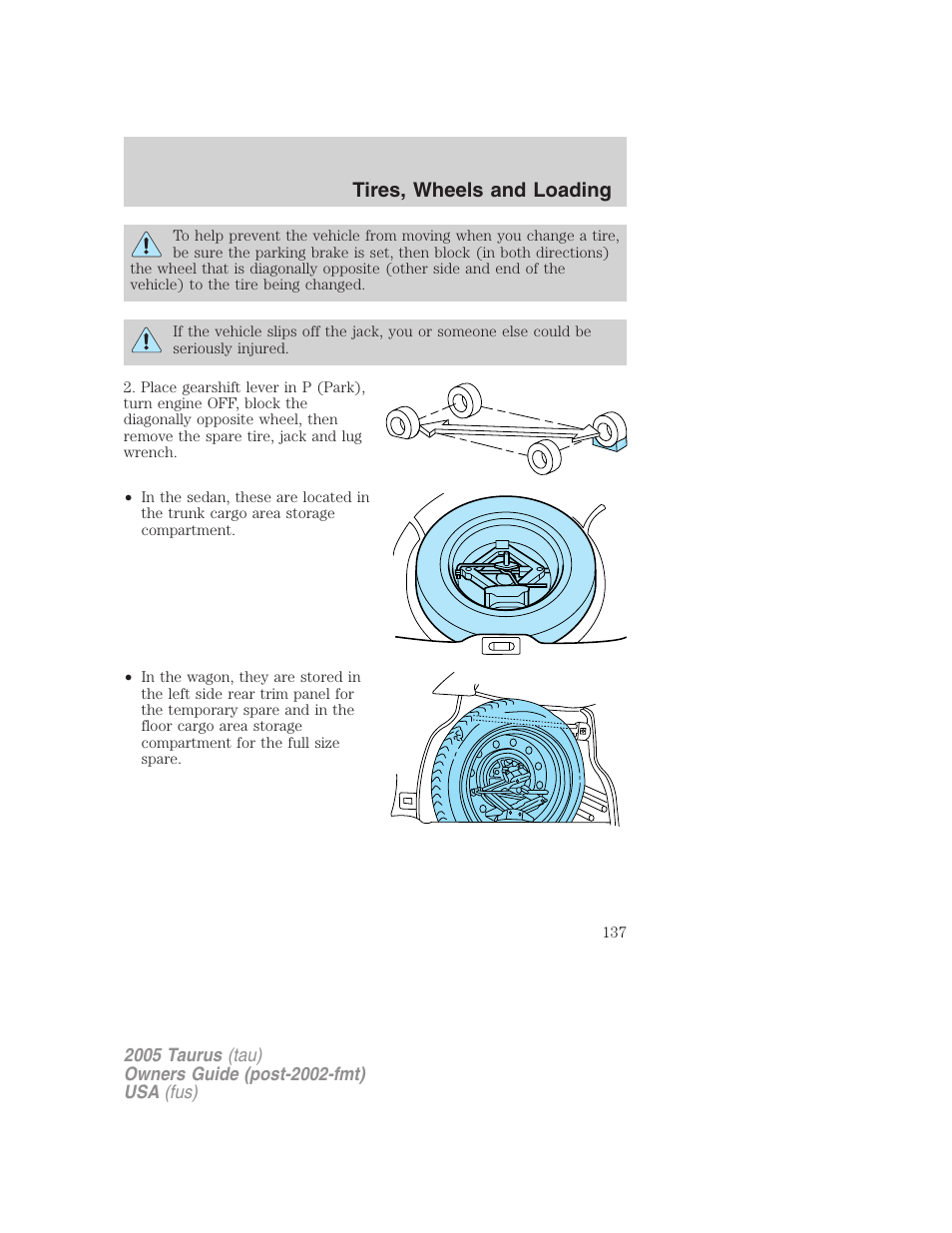 Tires, wheels and loading | FORD 2005 Taurus v.3 User Manual | Page 137 / 256