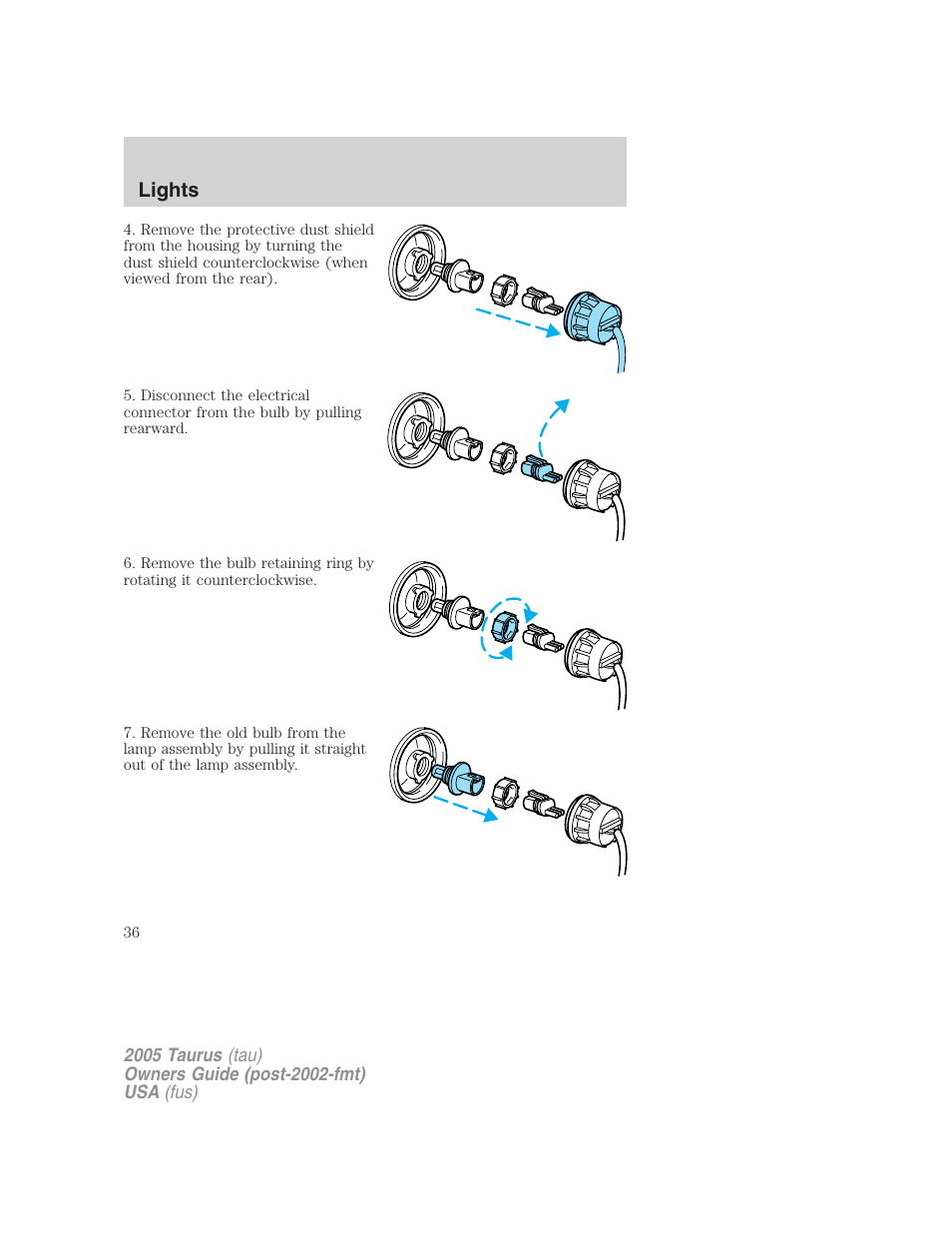 Lights | FORD 2005 Taurus v.3 User Manual | Page 36 / 256