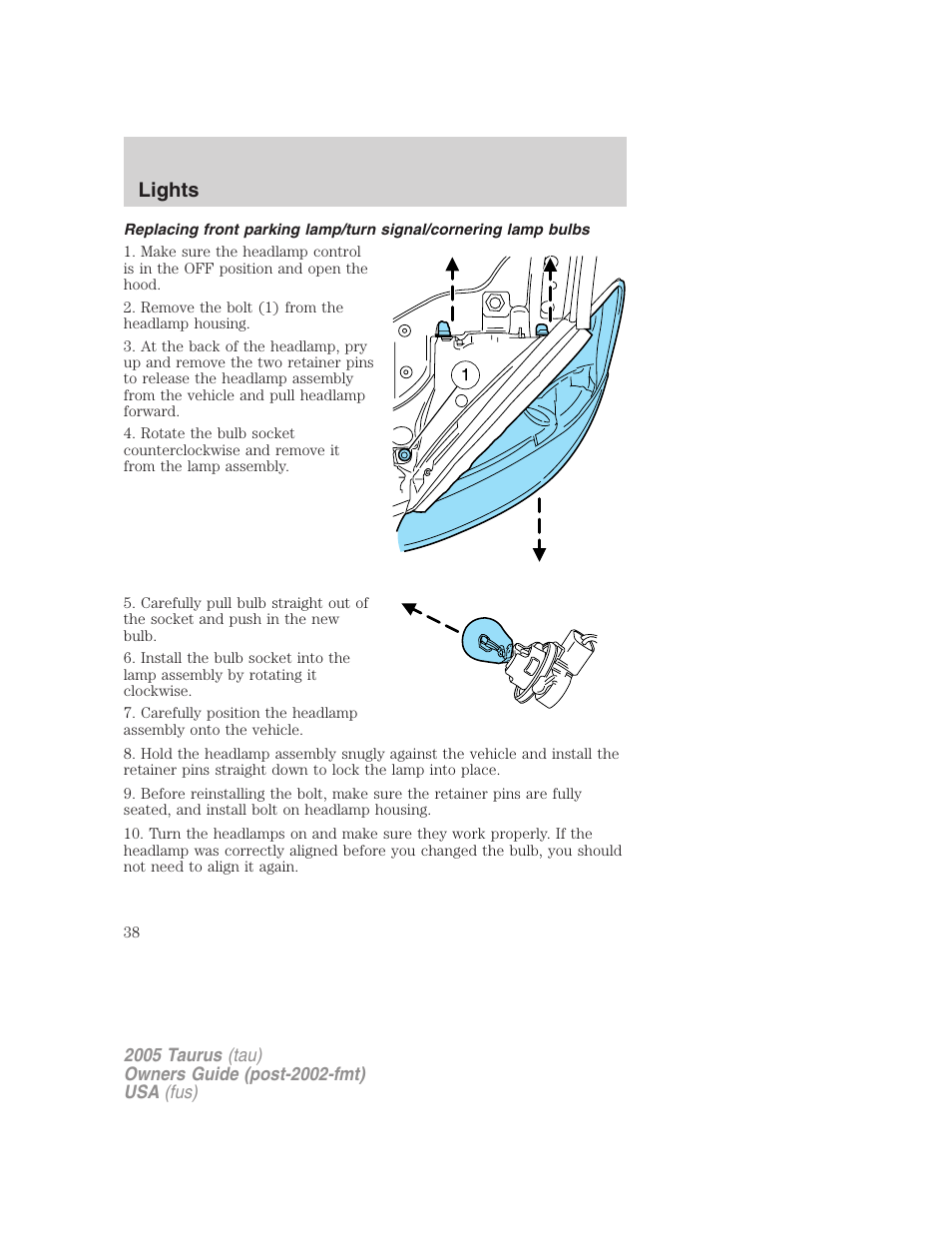 Lights | FORD 2005 Taurus v.3 User Manual | Page 38 / 256