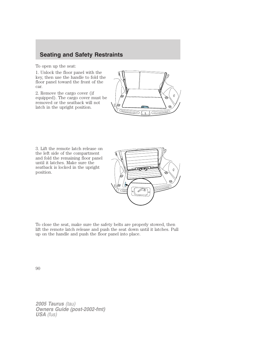 Seating and safety restraints | FORD 2005 Taurus v.3 User Manual | Page 90 / 256