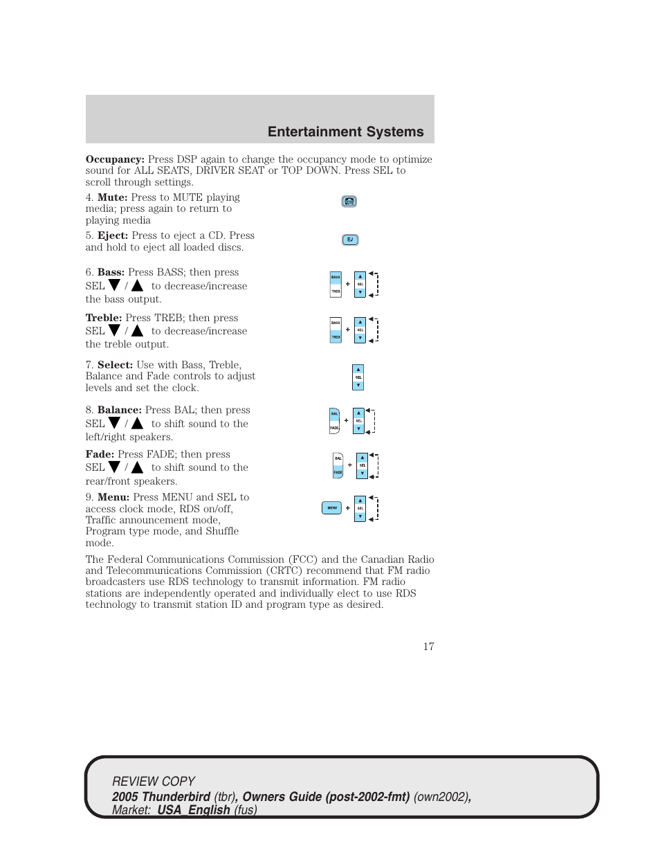 Entertainment systems | FORD 2005 Thunderbird v.1 User Manual | Page 17 / 224