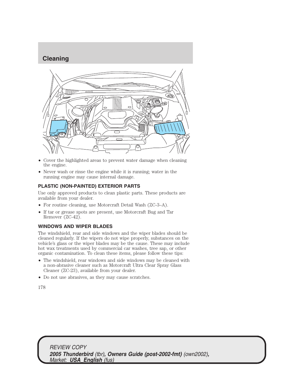 Cleaning | FORD 2005 Thunderbird v.1 User Manual | Page 178 / 224