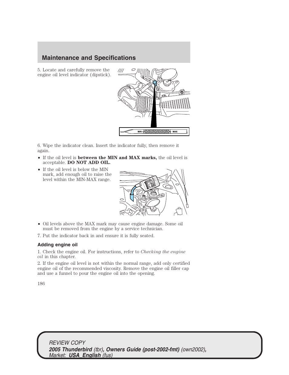 Maintenance and specifications | FORD 2005 Thunderbird v.1 User Manual | Page 186 / 224