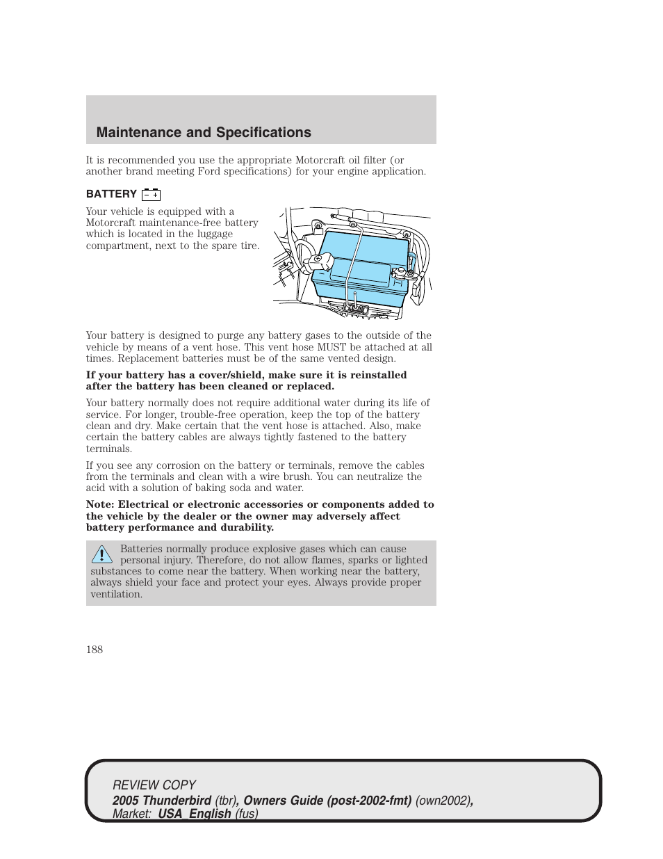 Maintenance and specifications | FORD 2005 Thunderbird v.1 User Manual | Page 188 / 224