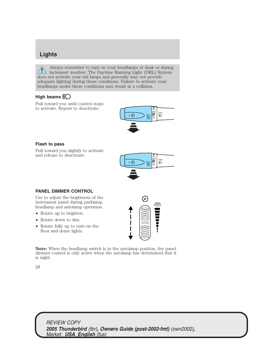 Lights | FORD 2005 Thunderbird v.1 User Manual | Page 28 / 224