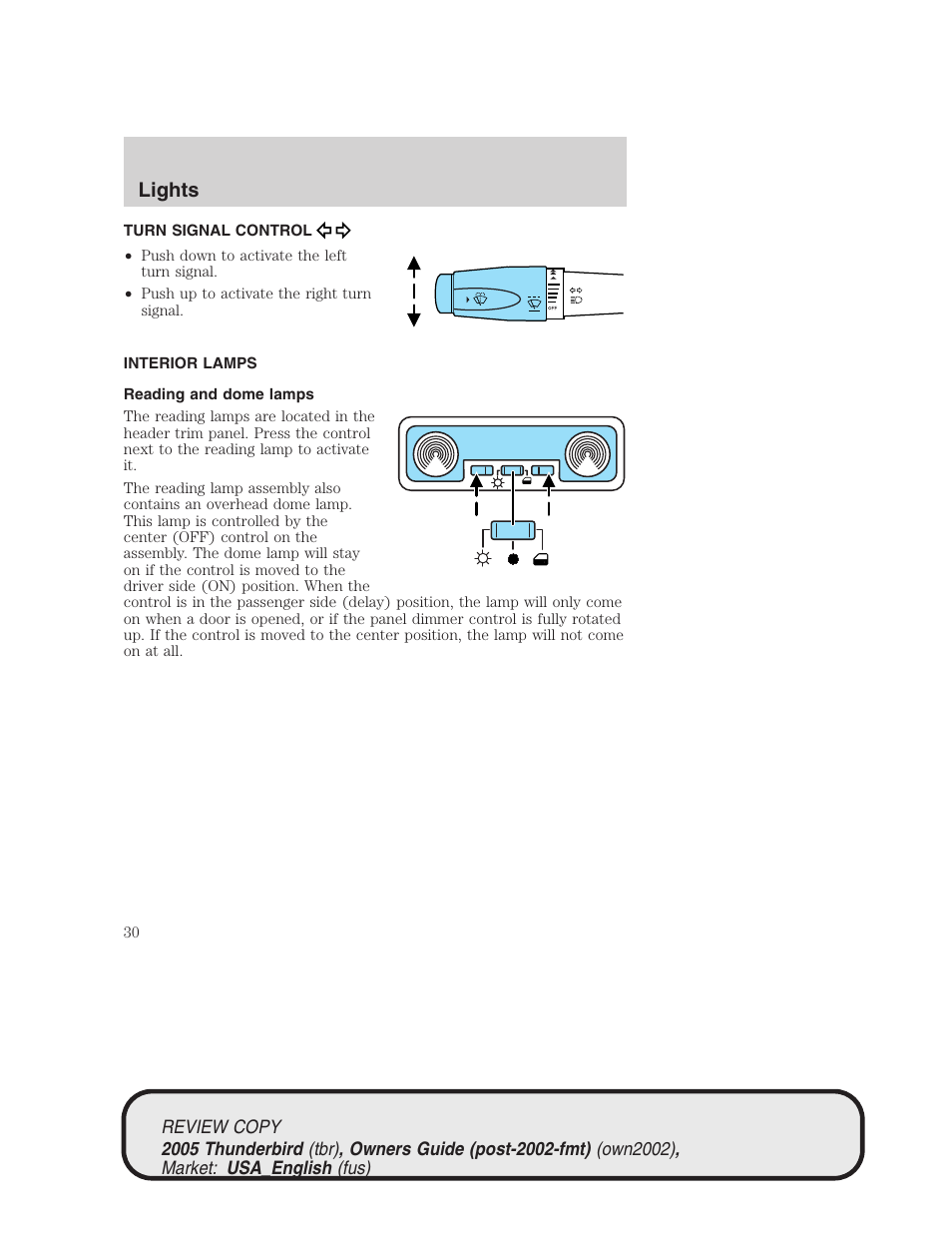 Lights | FORD 2005 Thunderbird v.1 User Manual | Page 30 / 224