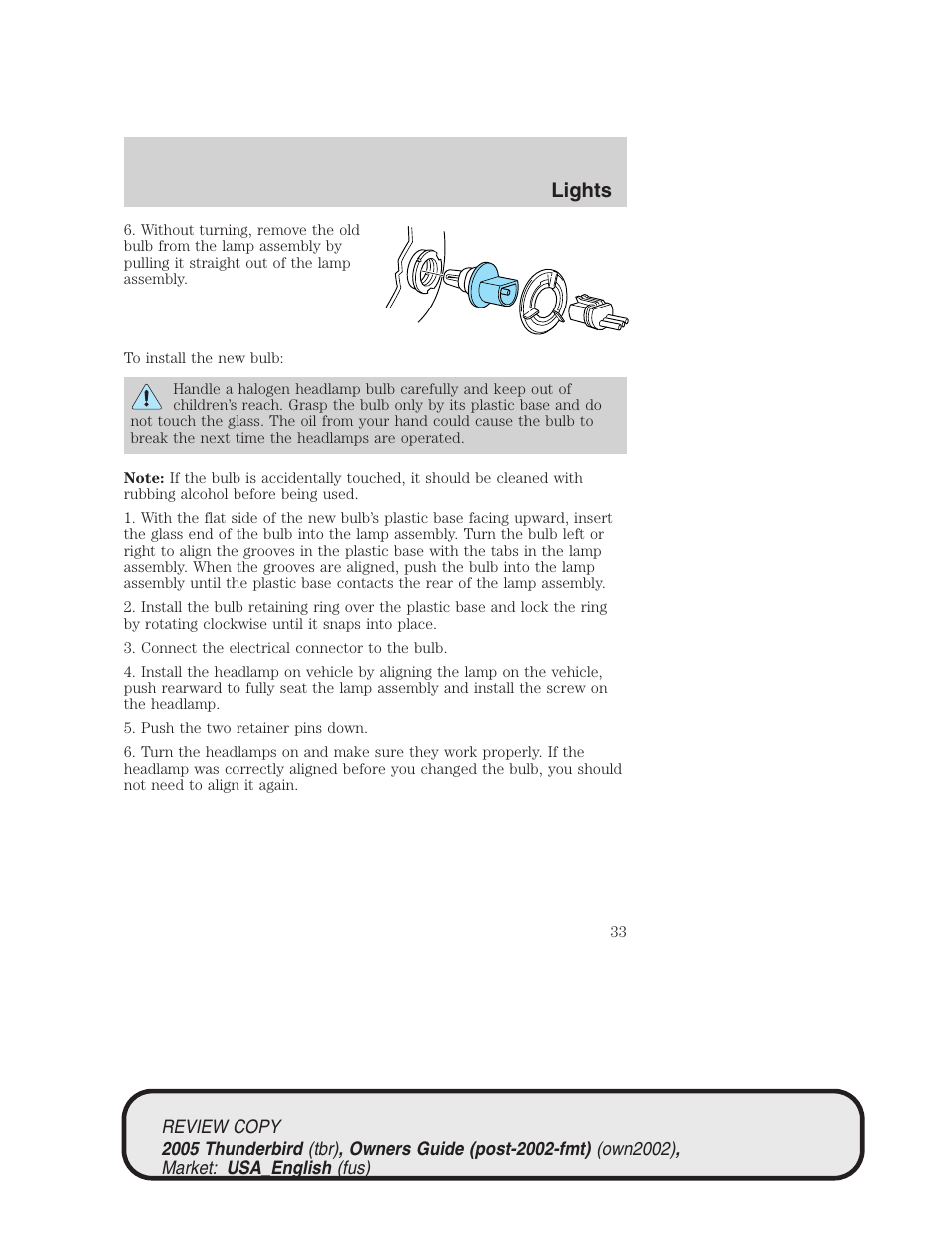 Lights | FORD 2005 Thunderbird v.1 User Manual | Page 33 / 224