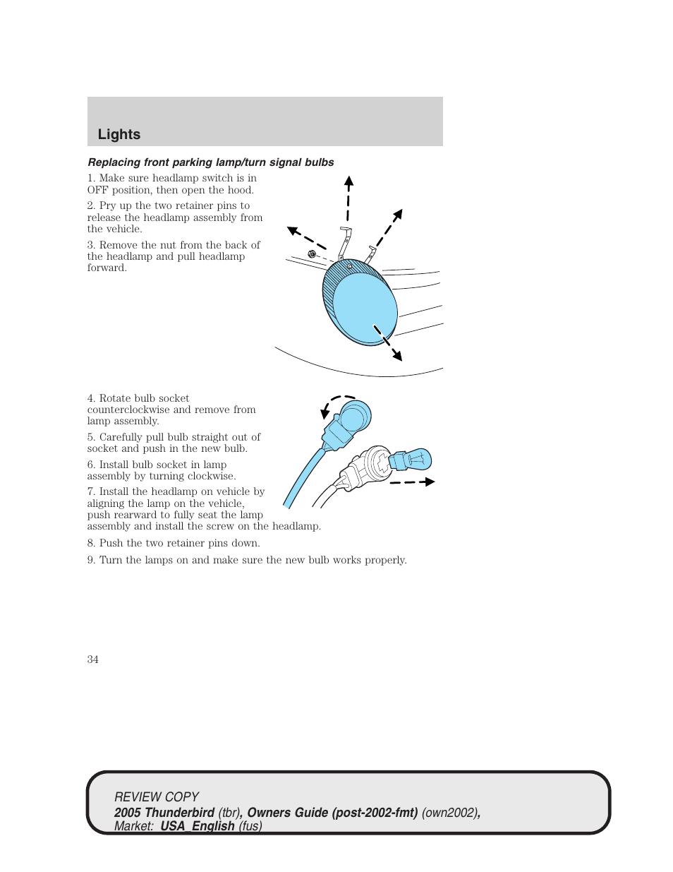 Lights | FORD 2005 Thunderbird v.1 User Manual | Page 34 / 224