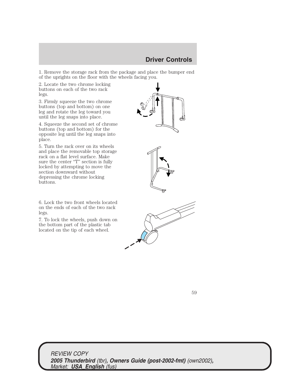 Driver controls | FORD 2005 Thunderbird v.1 User Manual | Page 59 / 224
