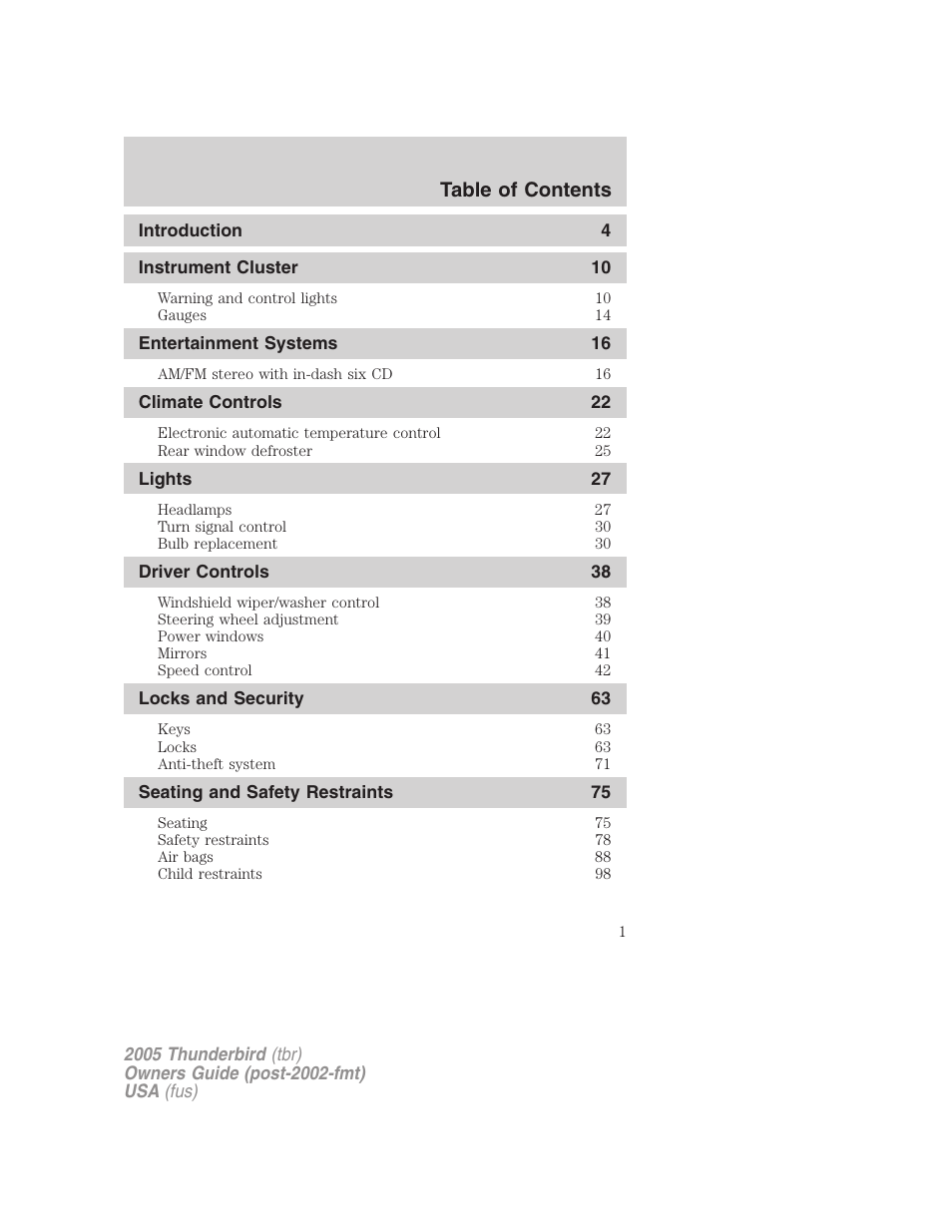 FORD 2005 Thunderbird v.2 User Manual | 232 pages