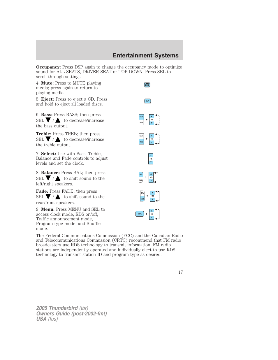 Entertainment systems | FORD 2005 Thunderbird v.2 User Manual | Page 17 / 232