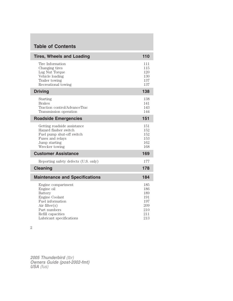 FORD 2005 Thunderbird v.2 User Manual | Page 2 / 232