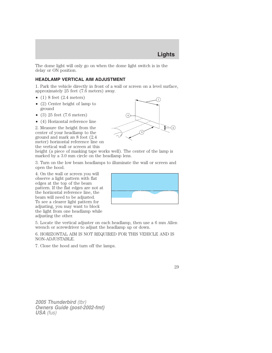 Headlamp vertical aim adjustment, Lights | FORD 2005 Thunderbird v.2 User Manual | Page 29 / 232