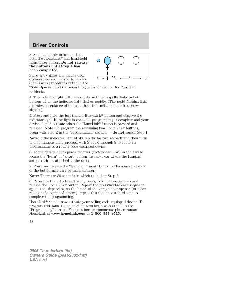 Driver controls | FORD 2005 Thunderbird v.2 User Manual | Page 48 / 232