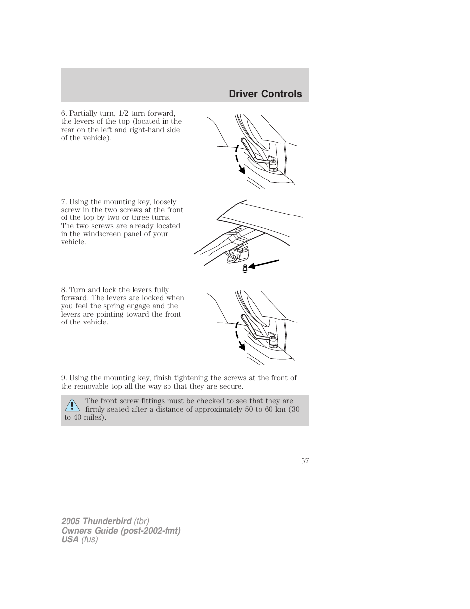Driver controls | FORD 2005 Thunderbird v.2 User Manual | Page 57 / 232