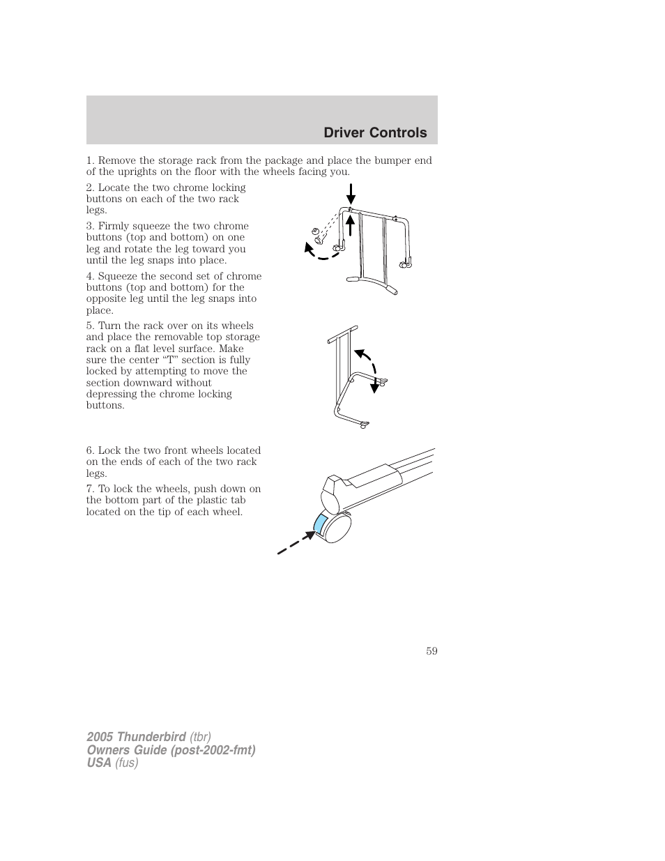 Driver controls | FORD 2005 Thunderbird v.2 User Manual | Page 59 / 232