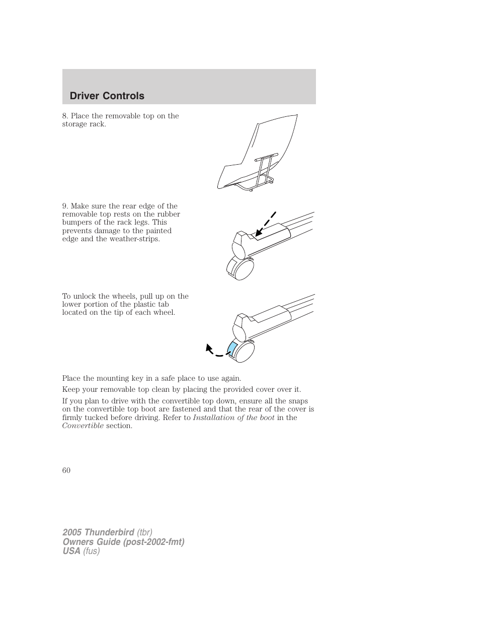 Driver controls | FORD 2005 Thunderbird v.2 User Manual | Page 60 / 232