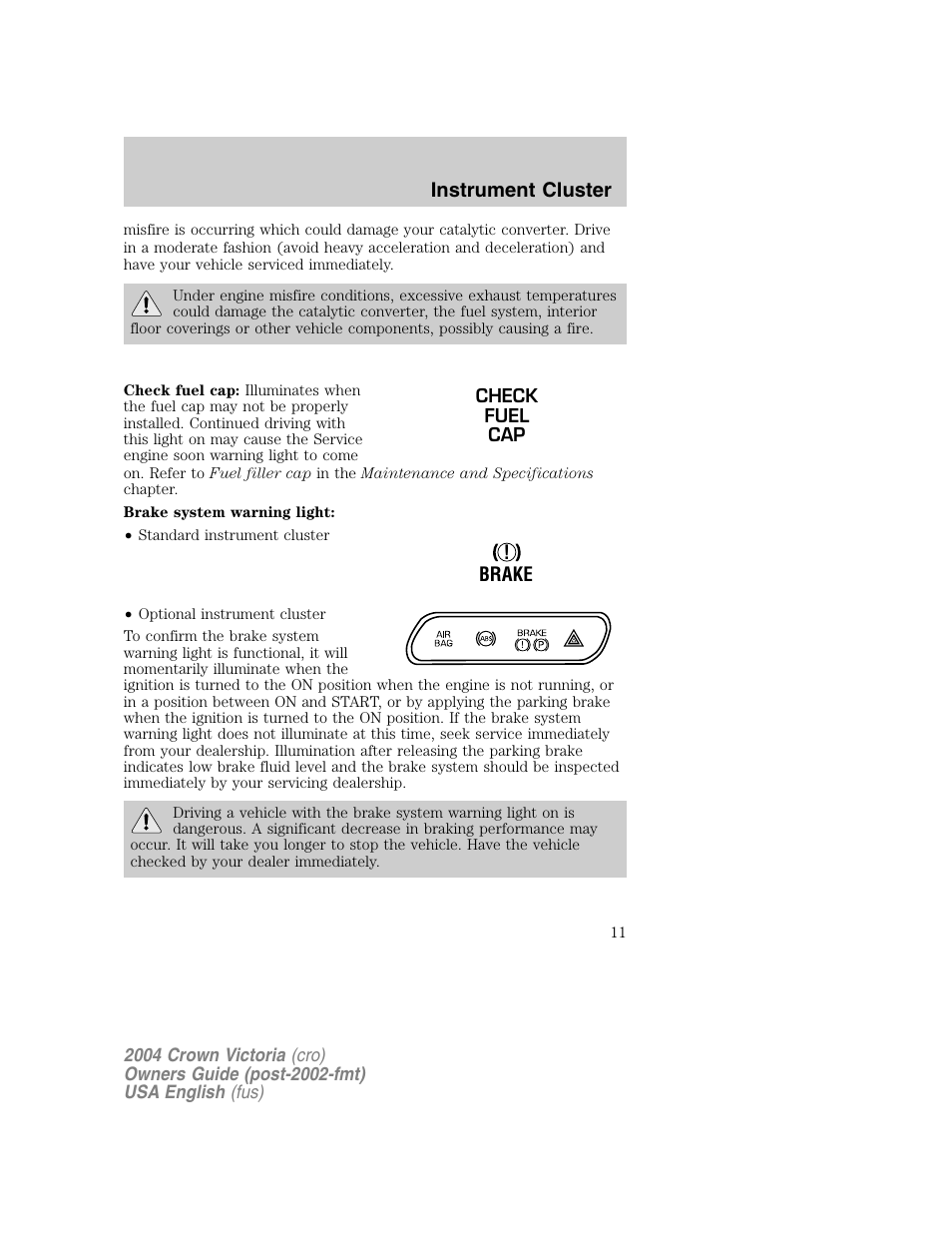 FORD 2004 Crown Victoria v.1 User Manual | Page 11 / 248