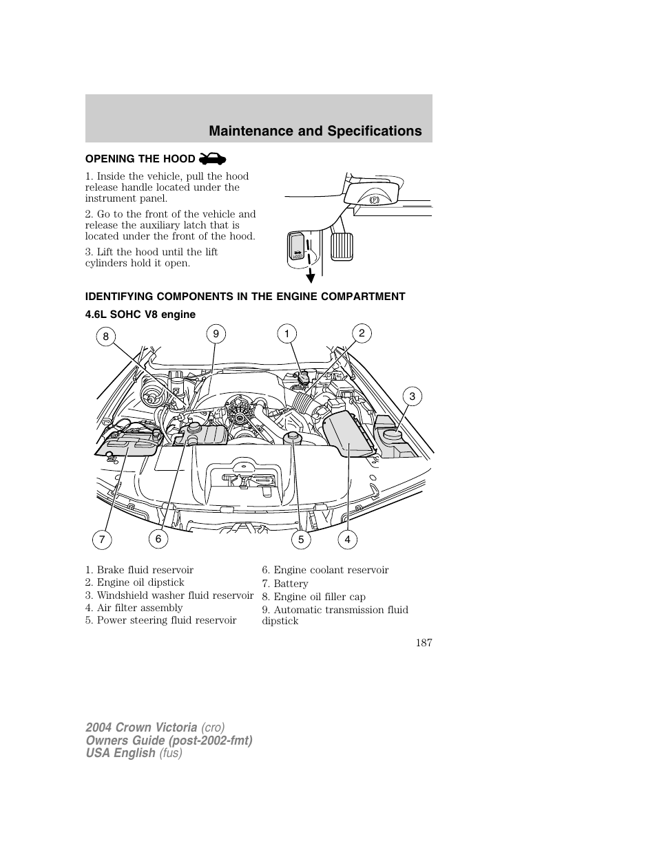 Maintenance and specifications | FORD 2004 Crown Victoria v.1 User Manual | Page 187 / 248