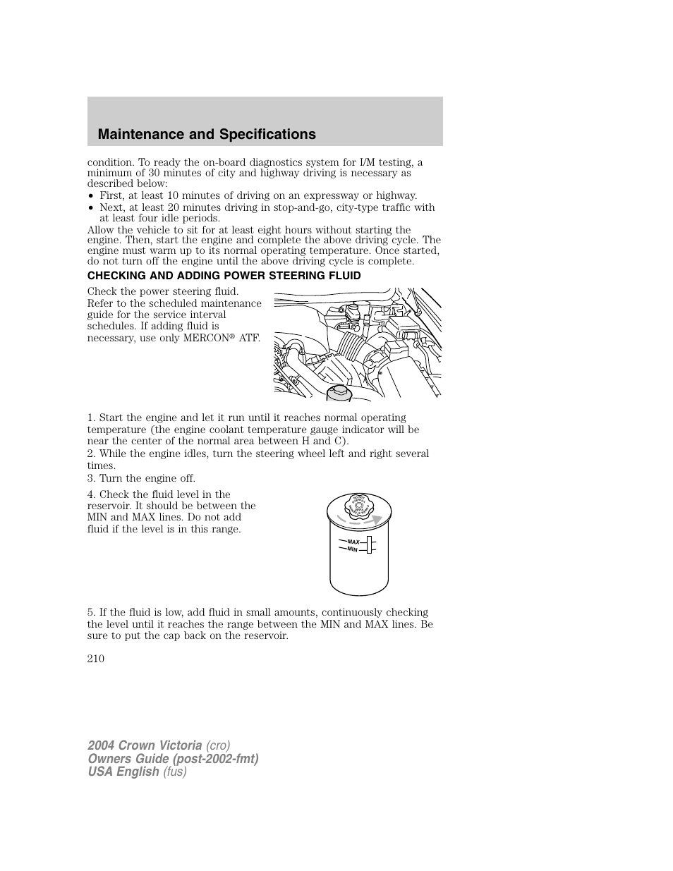 Maintenance and specifications | FORD 2004 Crown Victoria v.1 User Manual | Page 210 / 248