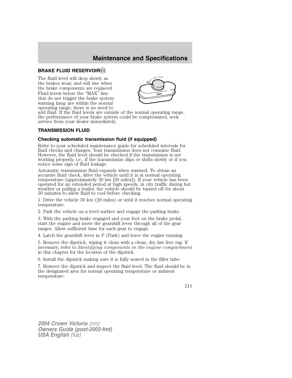 Maintenance and specifications | FORD 2004 Crown Victoria v.1 User Manual | Page 211 / 248