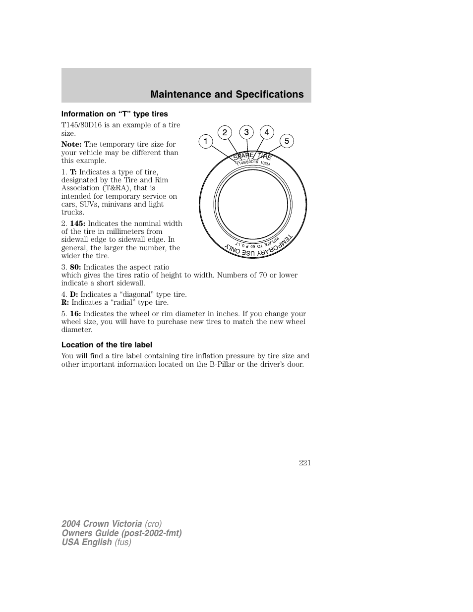 Maintenance and specifications | FORD 2004 Crown Victoria v.1 User Manual | Page 221 / 248